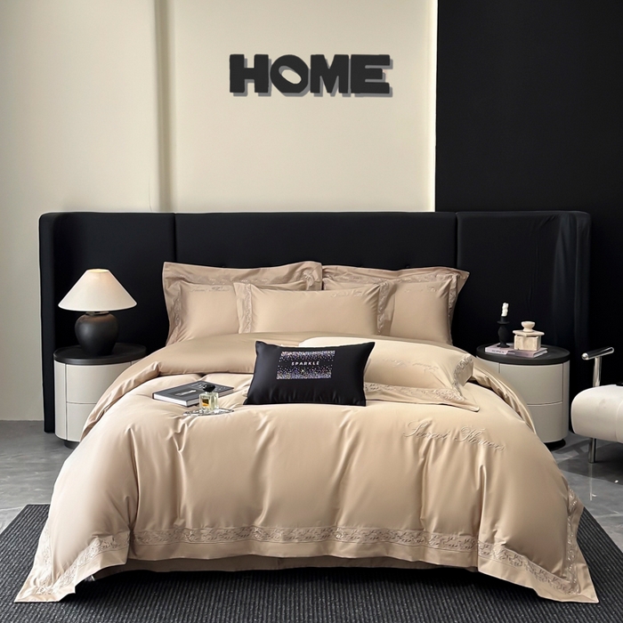 91家纺网 家纺一手货源 找家纺 安妮家居 2025新款全棉纯棉A类麦穗系列四件套 麦穗-驼色