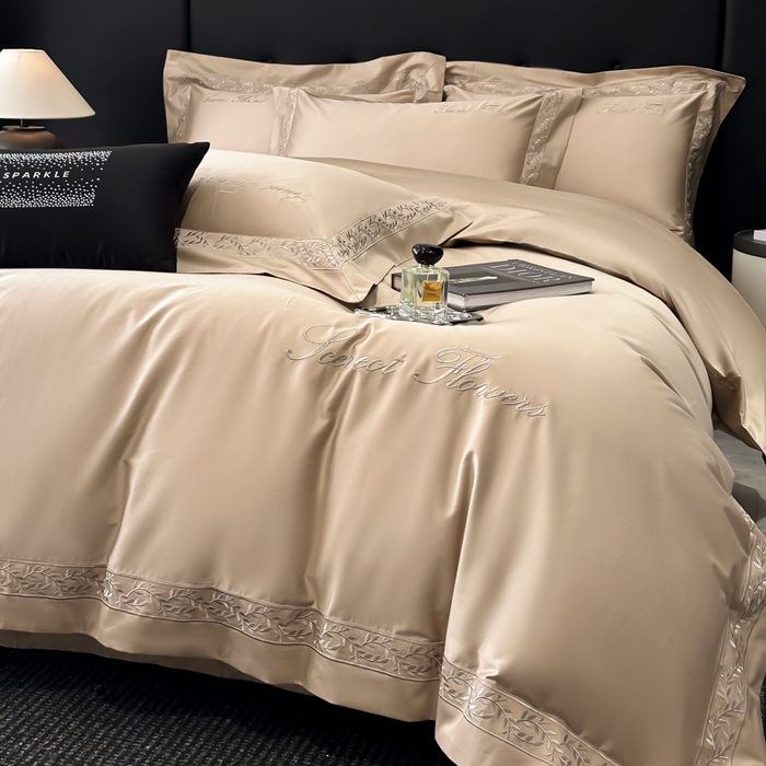 91家纺网 家纺一手货源 找家纺 安妮家居 2025新款全棉纯棉A类麦穗系列四件套 麦穗-驼色