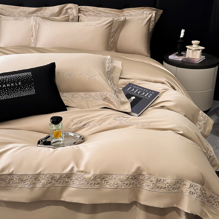 91家纺网 家纺一手货源 找家纺 安妮家居 2025新款全棉纯棉A类麦穗系列四件套 麦穗-驼色