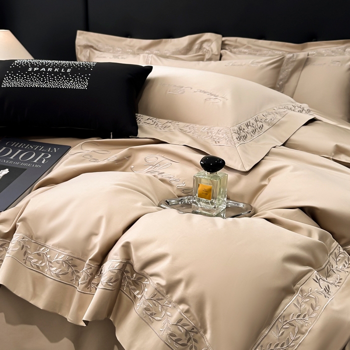 91家纺网 家纺一手货源 找家纺 安妮家居 2025新款全棉纯棉A类麦穗系列四件套 麦穗-驼色