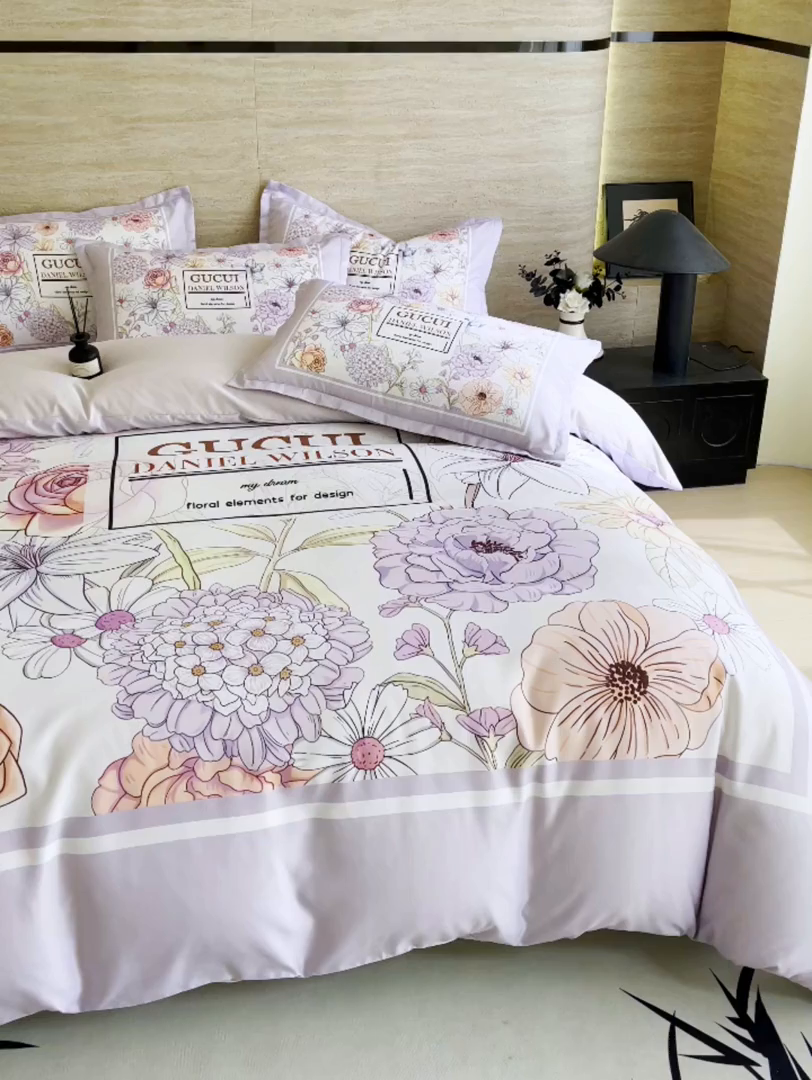 91家纺网 家纺一手货源 找家纺 大麦乐田 2025新款轻奢高端数码印花四件套系列 赫拉 浪漫紫