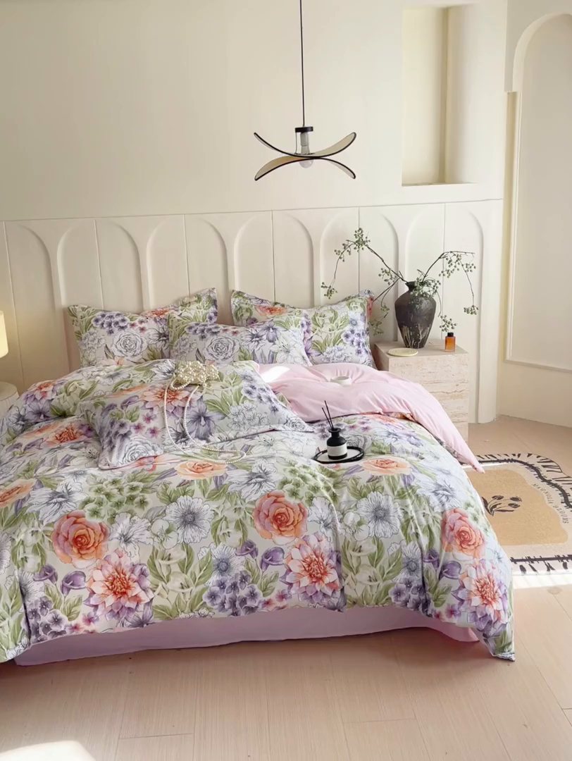 91家纺网 家纺一手货源 找家纺 大麦乐田 2025新款小法式轻奢风四件套 韵色江南