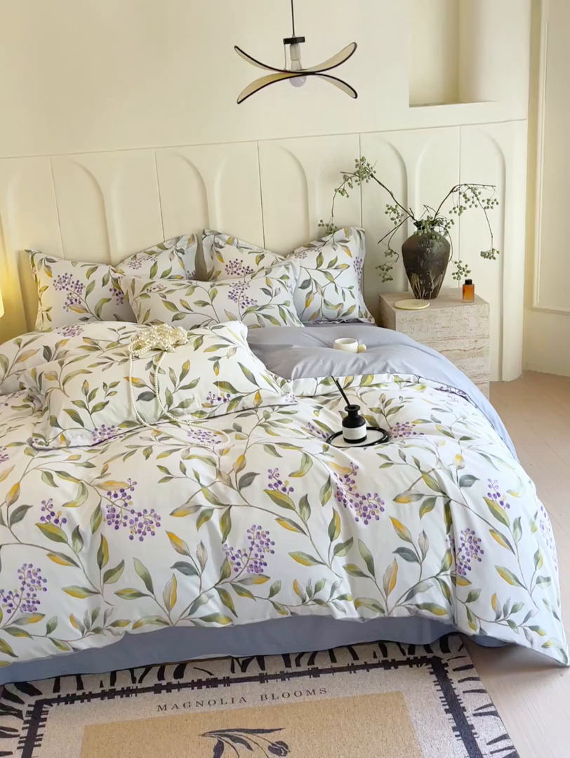 91家纺网 家纺一手货源 找家纺 大麦乐田 2025新款小法式轻奢风四件套 花枝云露