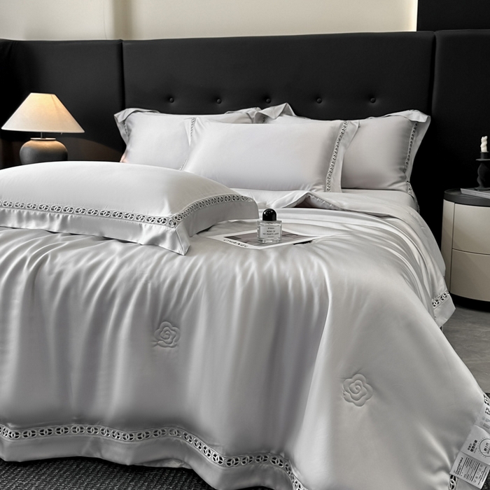 91家纺网 家纺一手货源 找家纺 安妮家居 2025新款莱赛尔天丝CoCo小香夏被子被芯夏凉被空调被 冰川灰