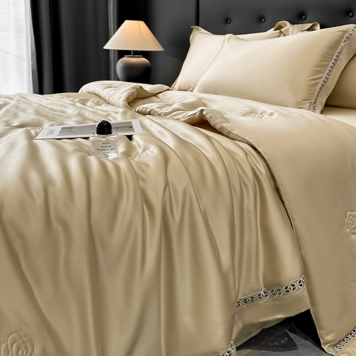 91家纺网 家纺一手货源 找家纺 安妮家居 2025新款莱赛尔天丝CoCo小香夏被子被芯夏凉被空调被 大麦色