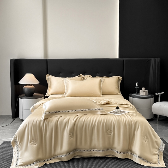 91家纺网 家纺一手货源 找家纺 安妮家居 2025新款莱赛尔天丝CoCo小香夏被子被芯夏凉被空调被 大麦色