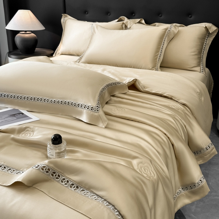 91家纺网 家纺一手货源 找家纺 安妮家居 2025新款莱赛尔天丝CoCo小香夏被子被芯夏凉被空调被 大麦色