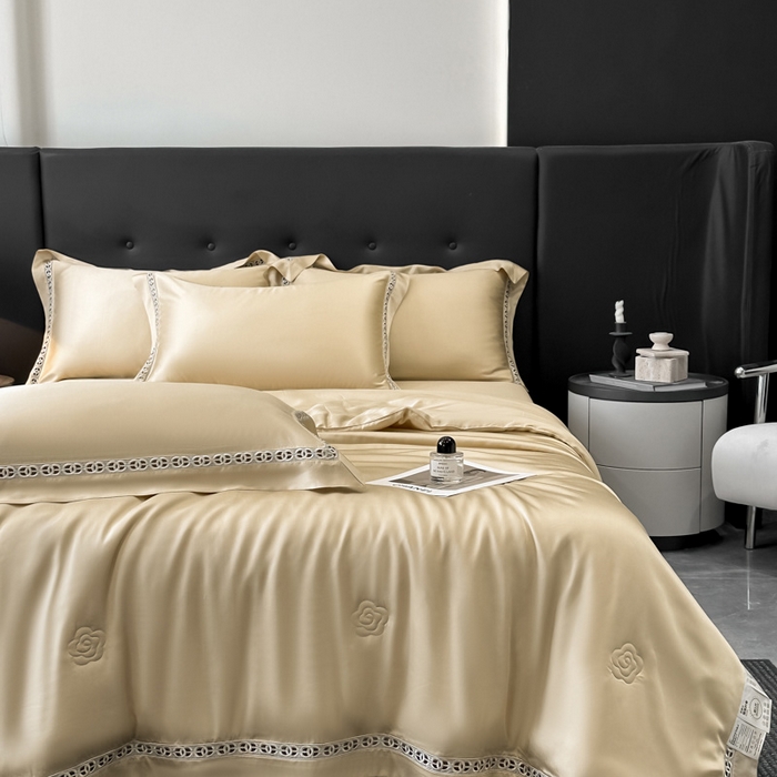 91家纺网 家纺一手货源 找家纺 安妮家居 2025新款莱赛尔天丝CoCo小香夏被子被芯夏凉被空调被 大麦色