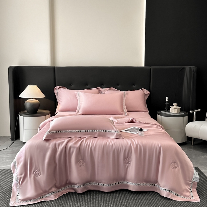 91家纺网 家纺一手货源 找家纺 安妮家居 2025新款莱赛尔天丝CoCo小香夏被子被芯夏凉被空调被 美豆沙