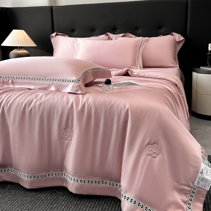 91家纺网 家纺一手货源 找家纺 安妮家居 2025新款莱赛尔天丝CoCo小香夏被子被芯夏凉被空调被 美豆沙