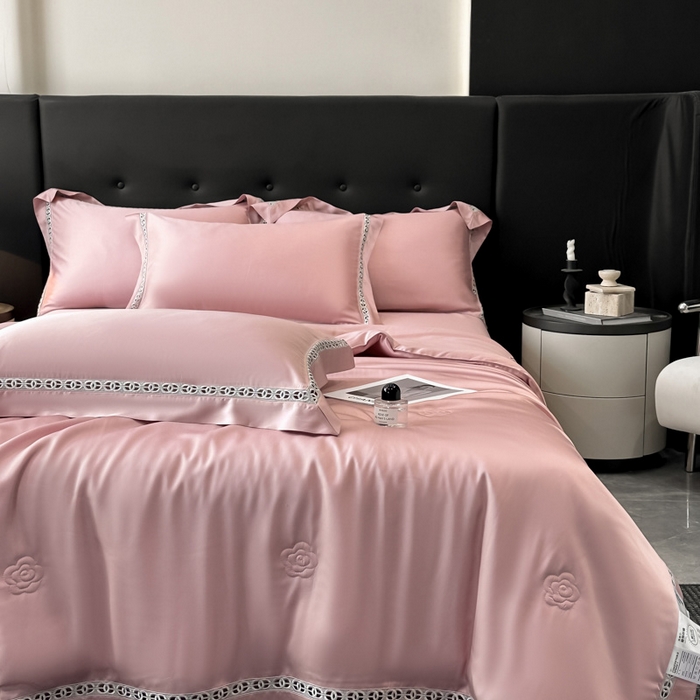 91家纺网 家纺一手货源 找家纺 安妮家居 2025新款莱赛尔天丝CoCo小香夏被子被芯夏凉被空调被 美豆沙