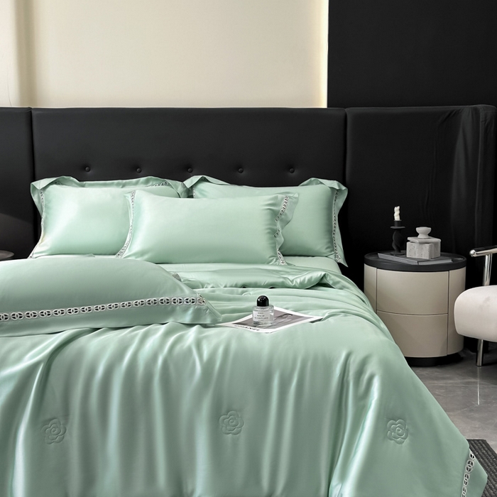 91家纺网 家纺一手货源 找家纺 安妮家居 2025新款莱赛尔天丝CoCo小香夏被子被芯夏凉被空调被 莫迪兰绿