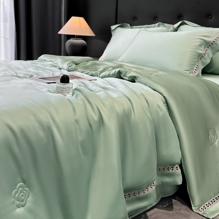 91家纺网 家纺一手货源 找家纺 安妮家居 2025新款莱赛尔天丝CoCo小香夏被子被芯夏凉被空调被 莫迪兰绿