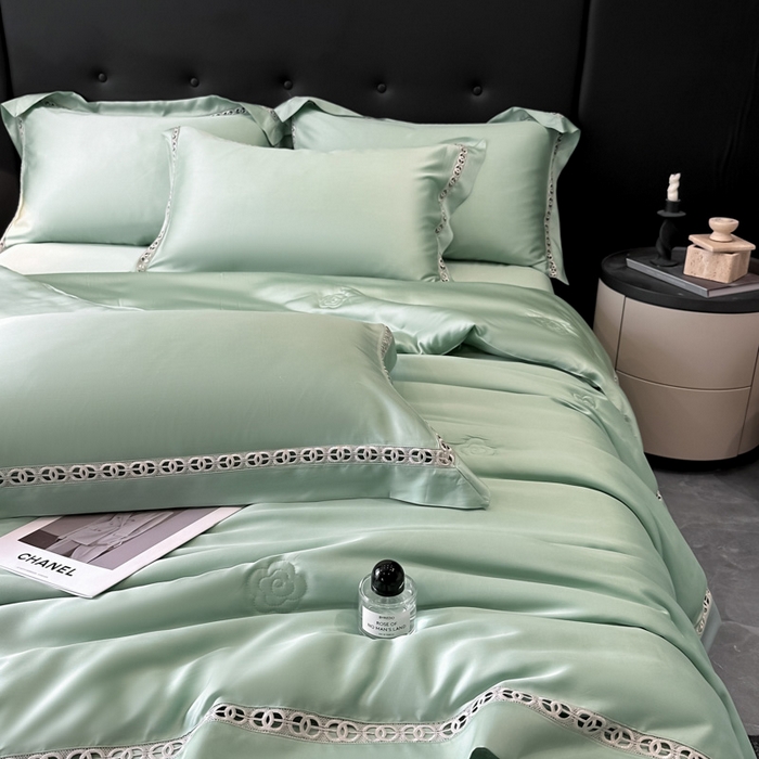 91家纺网 家纺一手货源 找家纺 安妮家居 2025新款莱赛尔天丝CoCo小香夏被子被芯夏凉被空调被 莫迪兰绿