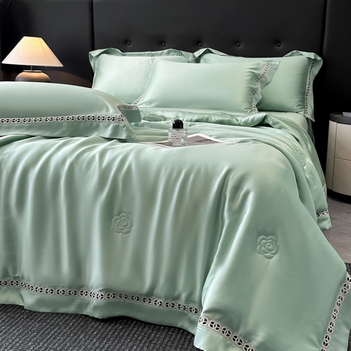 91家纺网 家纺一手货源 找家纺 安妮家居 2025新款莱赛尔天丝CoCo小香夏被子被芯夏凉被空调被 莫迪兰绿