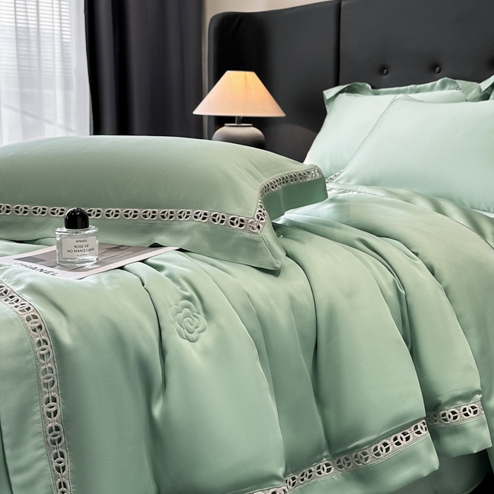 91家纺网 家纺一手货源 找家纺 安妮家居 2025新款莱赛尔天丝CoCo小香夏被子被芯夏凉被空调被 莫迪兰绿