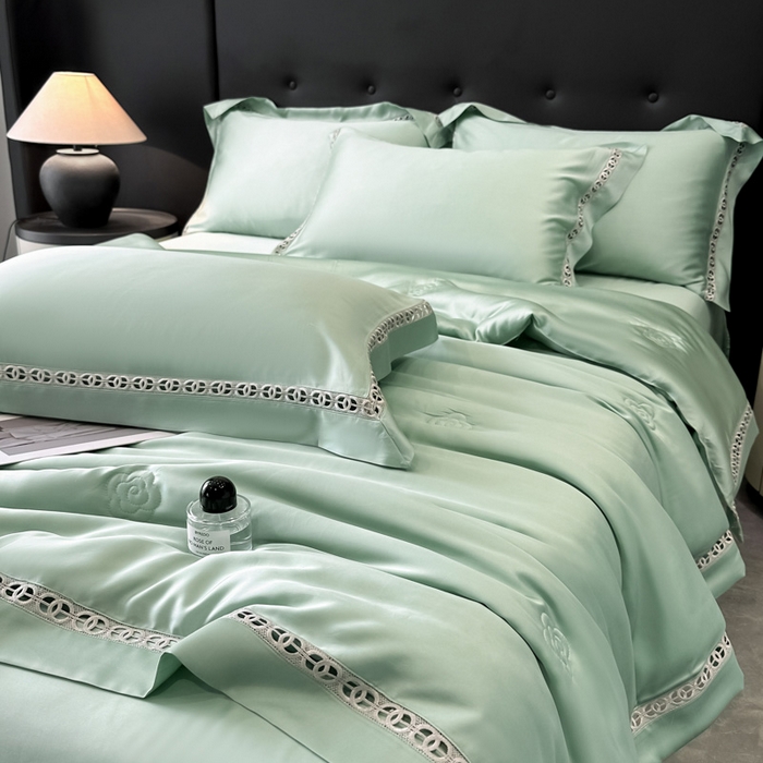 91家纺网 家纺一手货源 找家纺 安妮家居 2025新款莱赛尔天丝CoCo小香夏被子被芯夏凉被空调被 莫迪兰绿