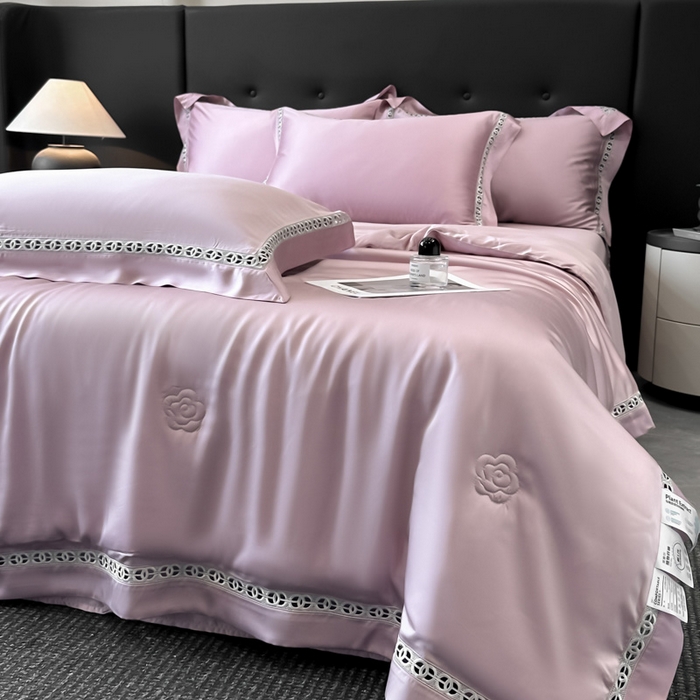 91家纺网 家纺一手货源 找家纺 安妮家居 2025新款莱赛尔天丝CoCo小香夏被子被芯夏凉被空调被 香芋紫