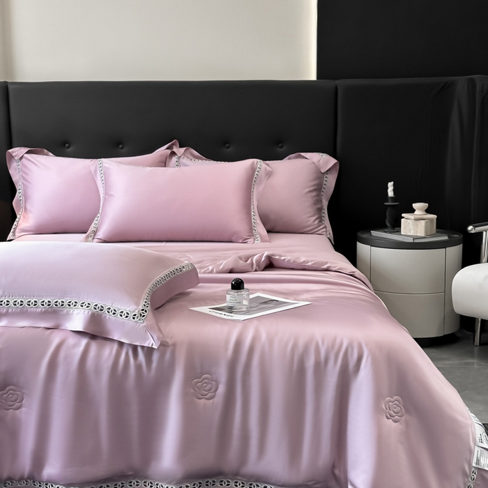 91家纺网 家纺一手货源 找家纺 安妮家居 2025新款莱赛尔天丝CoCo小香夏被子被芯夏凉被空调被 香芋紫