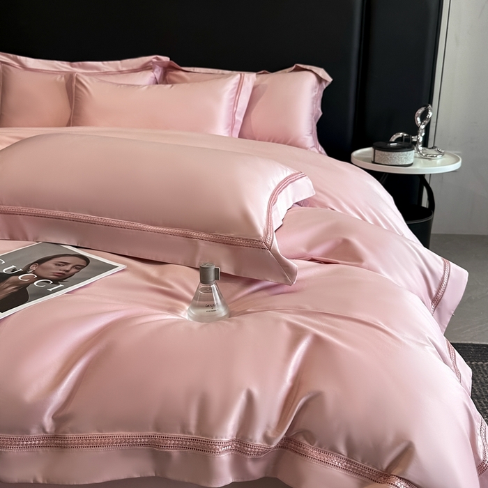 91家纺网 家纺一手货源 找家纺 安妮家居2025新款全棉A类镂空秘境四件套 秘境-蜜桃粉