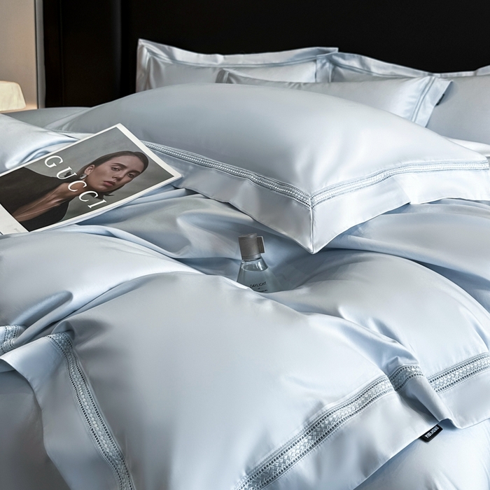 91家纺网 家纺一手货源 找家纺 安妮家居2025新款全棉A类镂空秘境四件套 秘境-蔚蓝