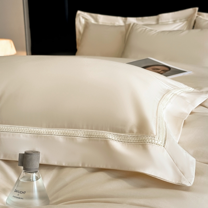 91家纺网 家纺一手货源 找家纺 安妮家居2025新款全棉A类镂空秘境四件套 秘境-象牙白