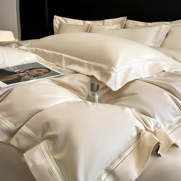 91家纺网 家纺一手货源 找家纺 安妮家居2025新款全棉A类镂空秘境四件套 秘境-象牙白