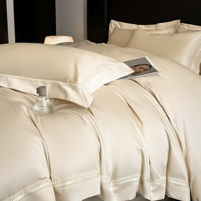 91家纺网 家纺一手货源 找家纺 安妮家居2025新款全棉A类镂空秘境四件套 秘境-象牙白