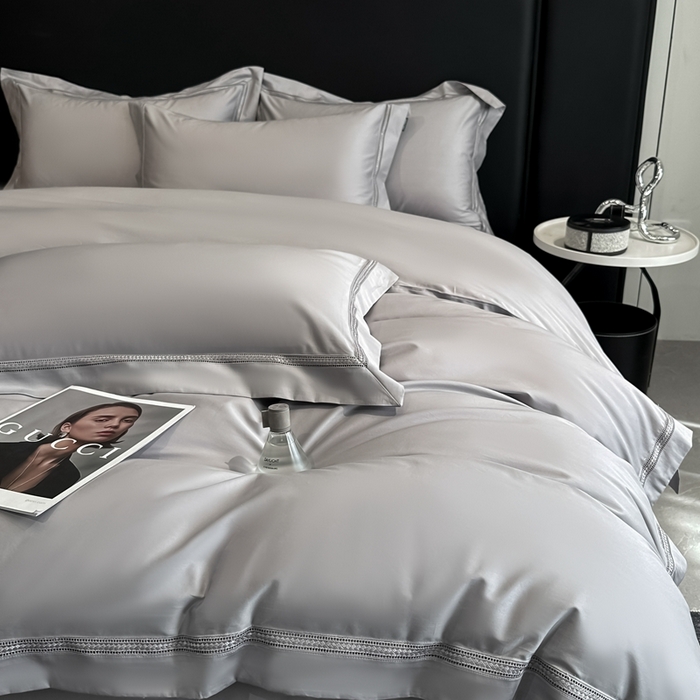 91家纺网 家纺一手货源 找家纺 安妮家居2025新款全棉A类镂空秘境四件套 秘境-银河灰