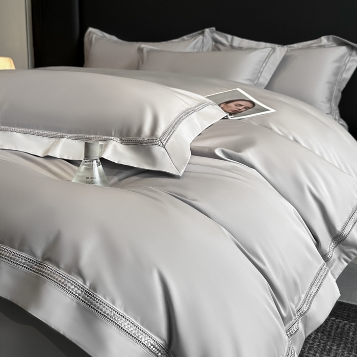 91家纺网 家纺一手货源 找家纺 安妮家居2025新款全棉A类镂空秘境四件套 秘境-银河灰