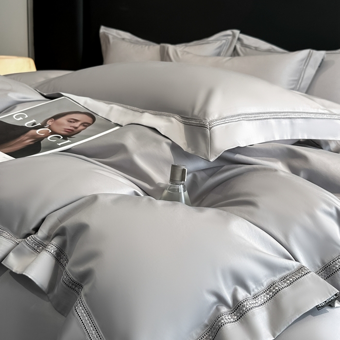 91家纺网 家纺一手货源 找家纺 安妮家居2025新款全棉A类镂空秘境四件套 秘境-银河灰