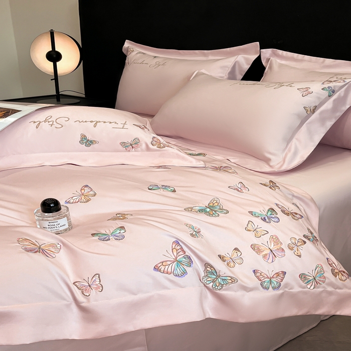 91家纺网 家纺一手货源 找家纺 （总）安妮2025珠光蝶影3M天丝四件套