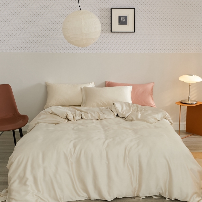 91家纺网 家纺一手货源 找家纺 （总）2025新款A类奥地利进口60支兰精天丝莱赛尔轻奢纯色双拼四件套