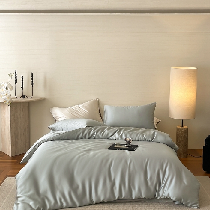 91家纺网 家纺一手货源 找家纺 （总）2025新款A类奥地利进口60支兰精天丝莱赛尔轻奢纯色双拼四件套