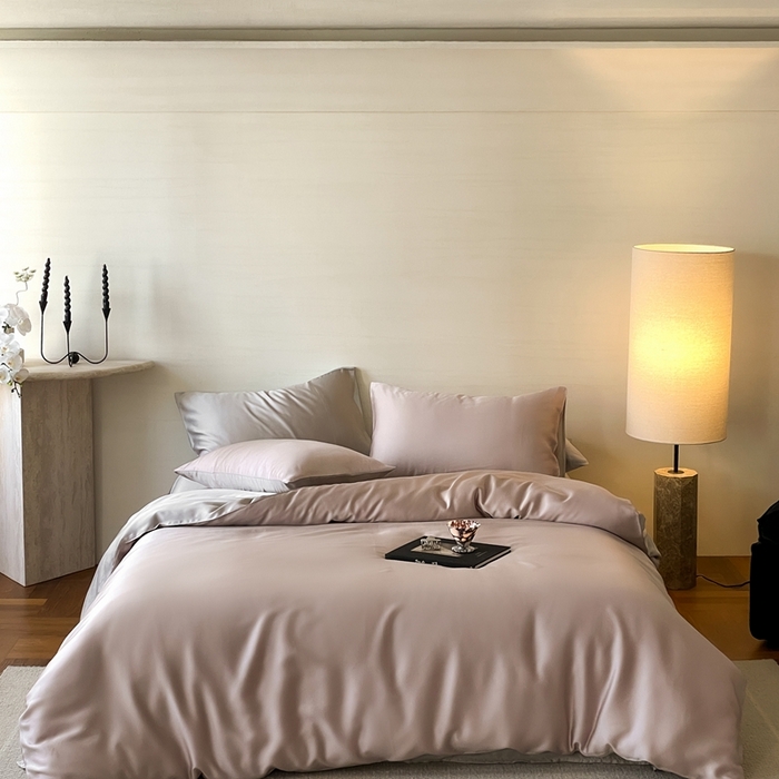 91家纺网 家纺一手货源 找家纺 （总）2025新款A类奥地利进口60支兰精天丝莱赛尔轻奢纯色双拼四件套