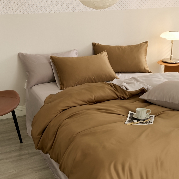 91家纺网 家纺一手货源 找家纺 （总）2025新款A类奥地利进口60支兰精天丝莱赛尔轻奢纯色双拼四件套