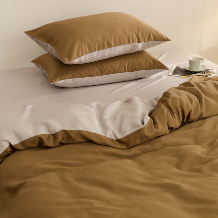 91家纺网 家纺一手货源 找家纺 （总）2025新款A类奥地利进口60支兰精天丝莱赛尔轻奢纯色双拼四件套