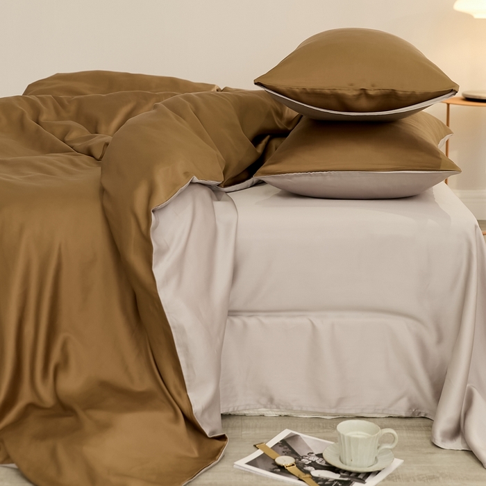 91家纺网 家纺一手货源 找家纺 （总）2025新款A类奥地利进口60支兰精天丝莱赛尔轻奢纯色双拼四件套