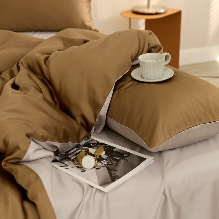 91家纺网 家纺一手货源 找家纺 （总）2025新款A类奥地利进口60支兰精天丝莱赛尔轻奢纯色双拼四件套