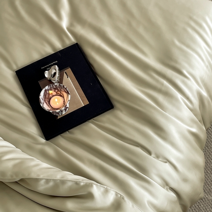 91家纺网 家纺一手货源 找家纺 2025新款A类奥地利进口60支兰精天丝莱赛尔轻奢纯色双拼四件套 烟轻绿