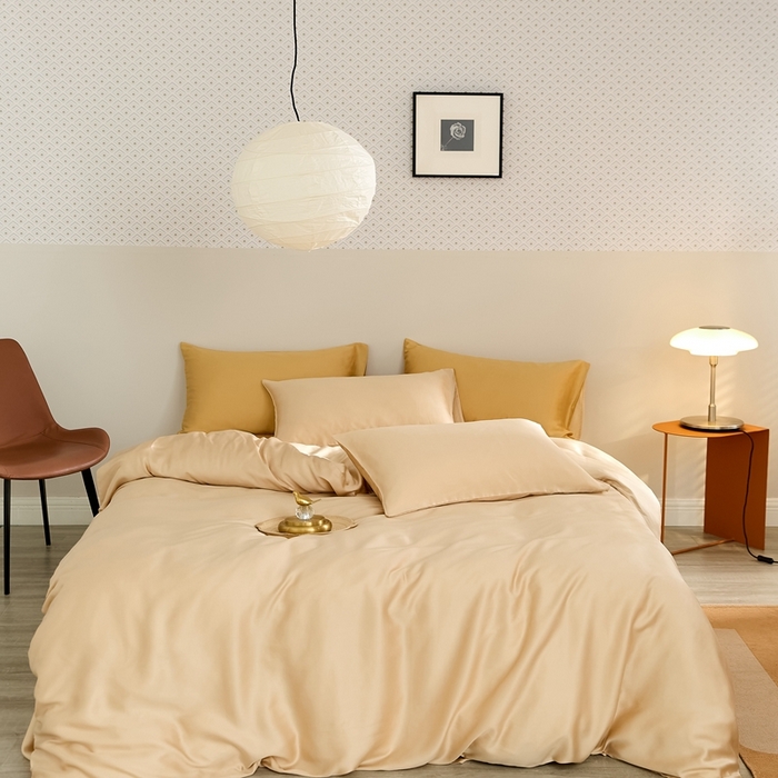 91家纺网 家纺一手货源 找家纺 （总）2025新款A类奥地利进口60支兰精天丝莱赛尔轻奢纯色双拼四件套