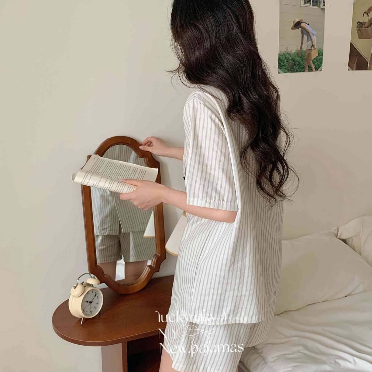 91家纺网 家纺一手货源 找家纺 （总）纽约生活 2025新款条纹黑猫短短家居服