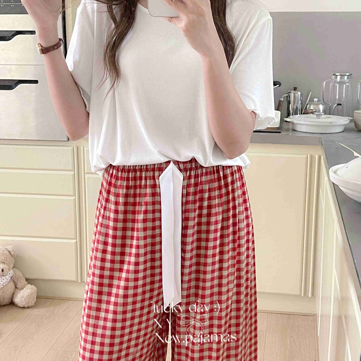 91家纺网 家纺一手货源 找家纺 纽约生活 2025新款人棉阔腿裤 红格