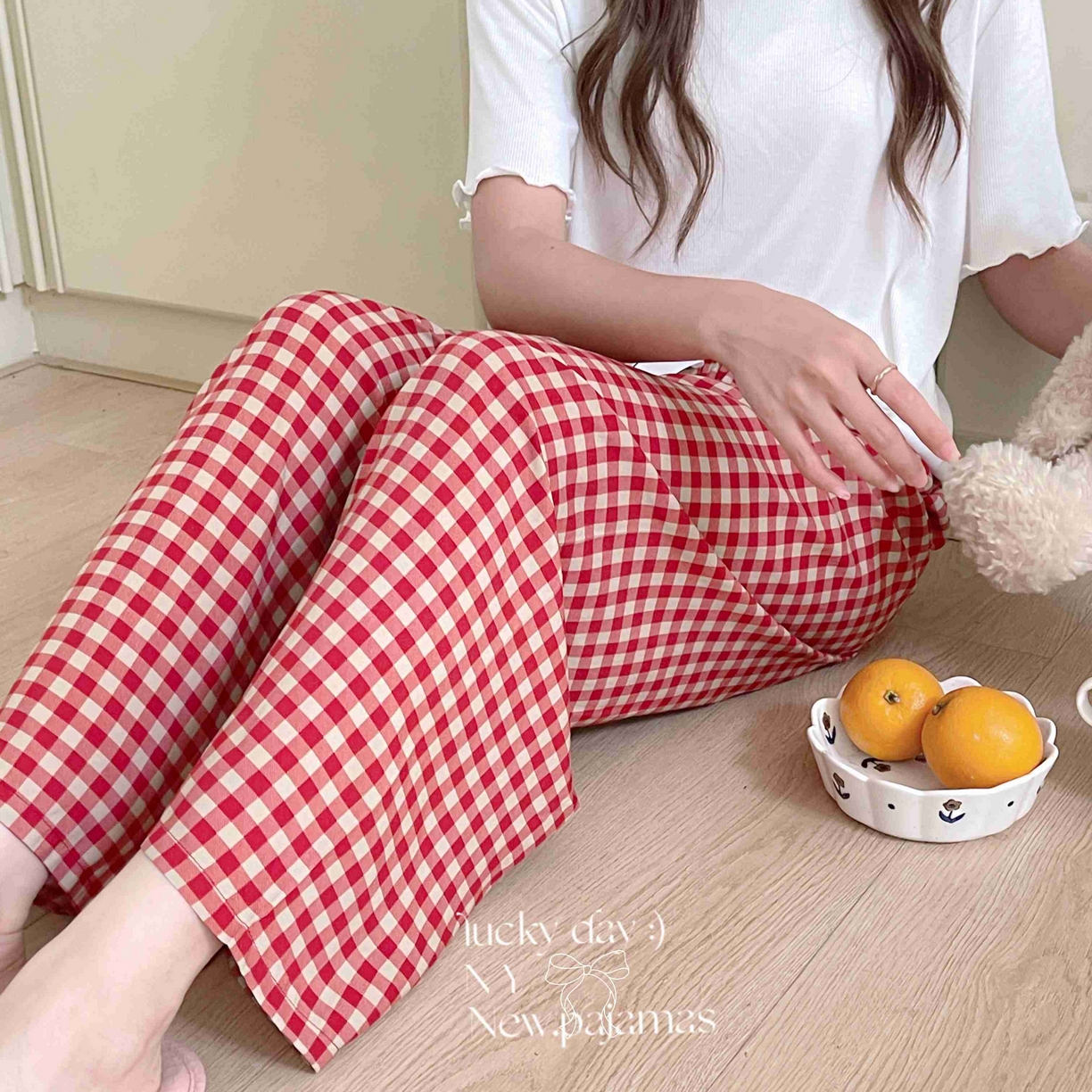 91家纺网 家纺一手货源 找家纺 纽约生活 2025新款人棉阔腿裤 红格