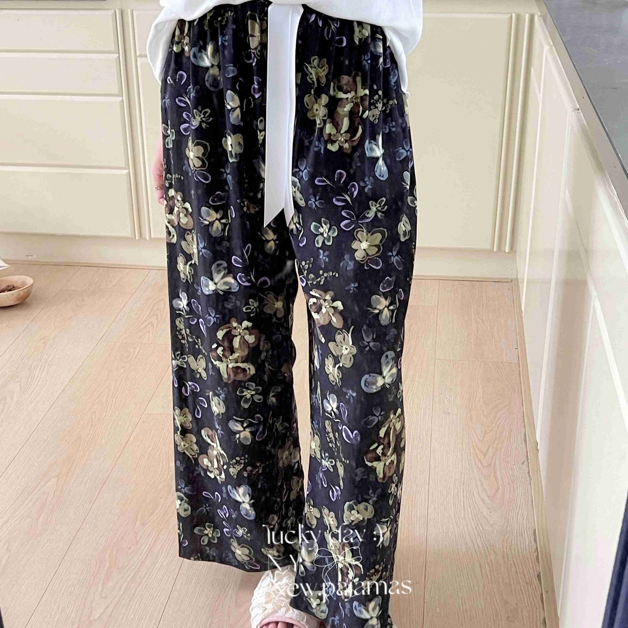 91家纺网 家纺一手货源 找家纺 纽约生活 2025新款人棉阔腿裤 花蝶梦