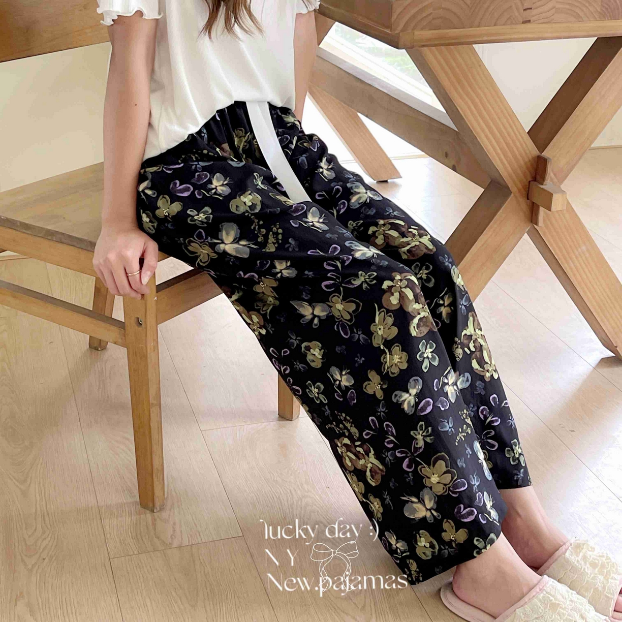 91家纺网 家纺一手货源 找家纺 纽约生活 2025新款人棉阔腿裤 花蝶梦