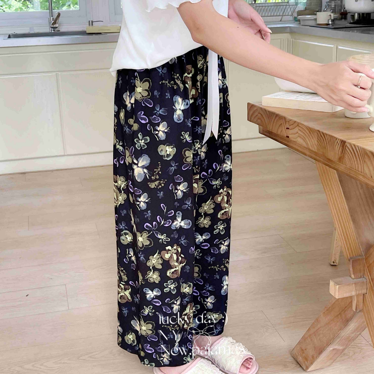 91家纺网 家纺一手货源 找家纺 纽约生活 2025新款人棉阔腿裤 花蝶梦