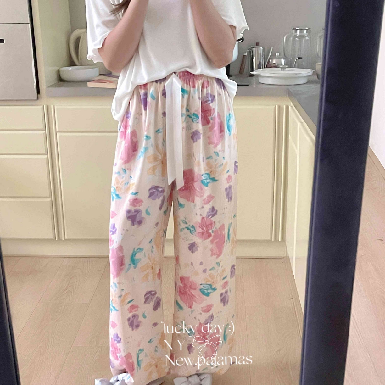 91家纺网 家纺一手货源 找家纺 纽约生活 2025新款人棉阔腿裤 花海