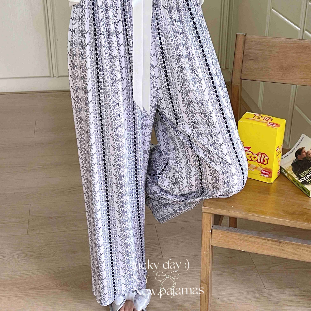 91家纺网 家纺一手货源 找家纺 纽约生活 2025新款人棉阔腿裤 花间白