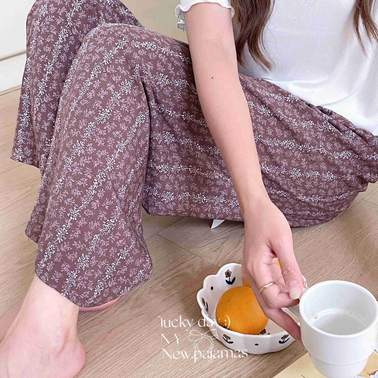 91家纺网 家纺一手货源 找家纺 纽约生活 2025新款人棉阔腿裤 花间咖